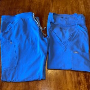 Figs 2XL Blue Scrub Set (1 Pant, 2 Tops)